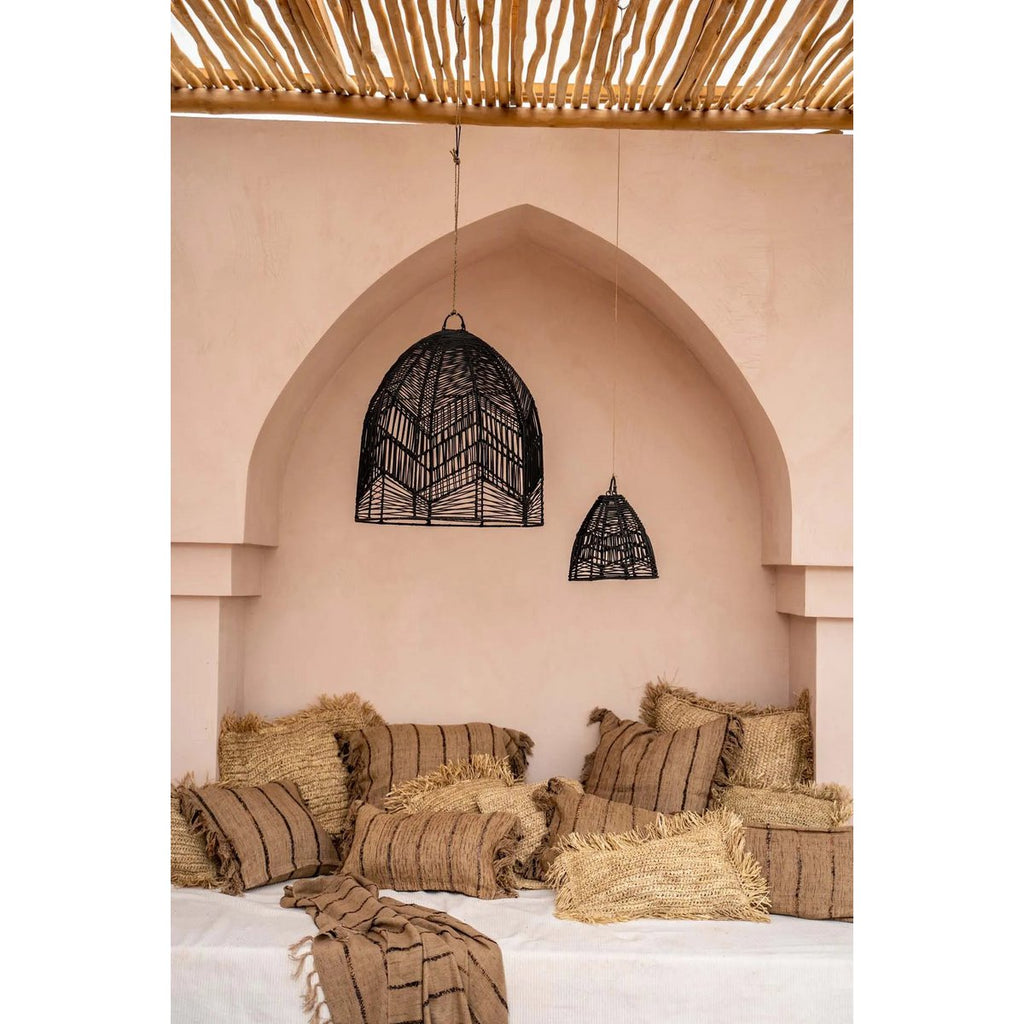 HANDGEWEBTER KISSENBEZUG (BEIGE SCHWARZ) - 40x40cm