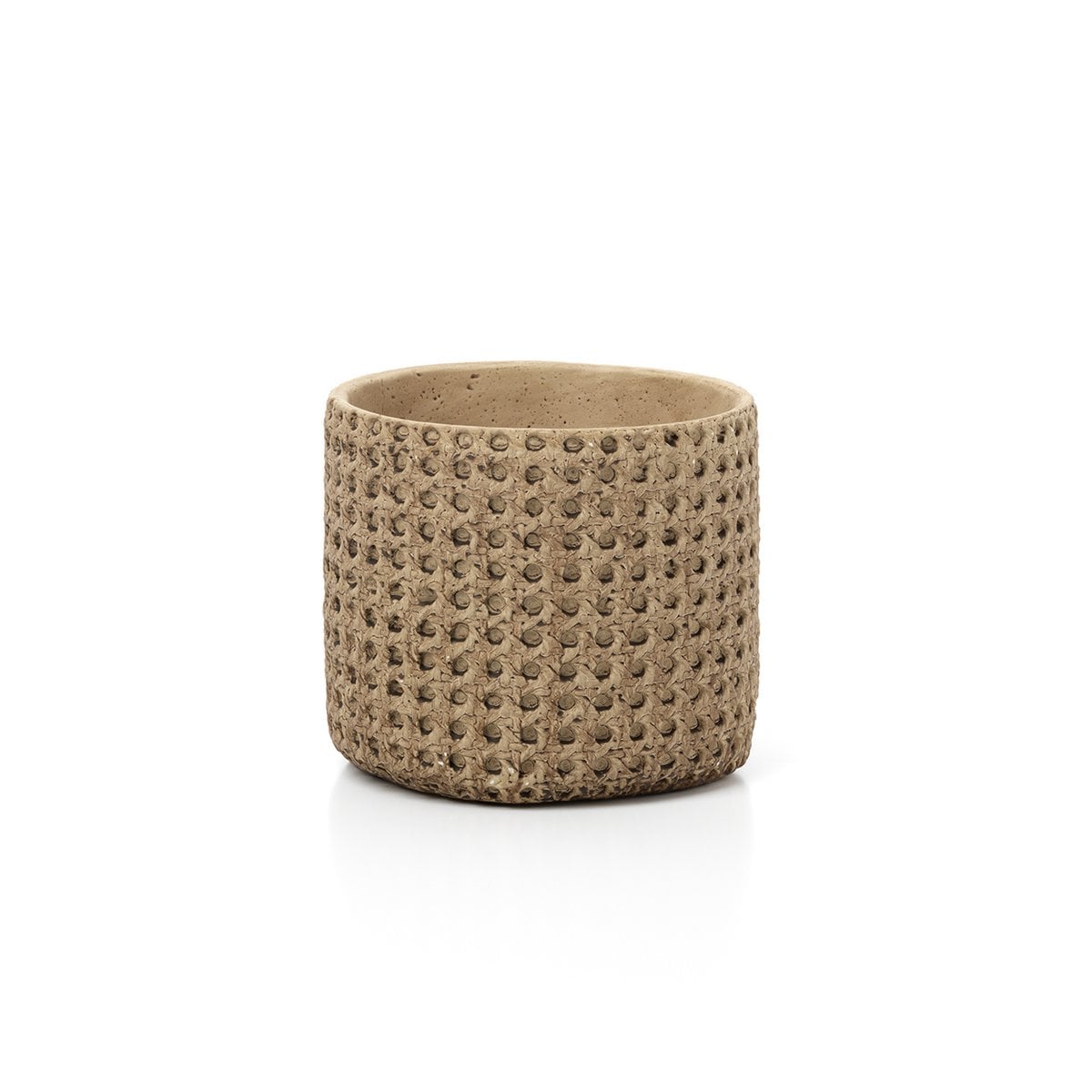 BETON ÜBERTOPF MIT RATTANROCK - 17cm