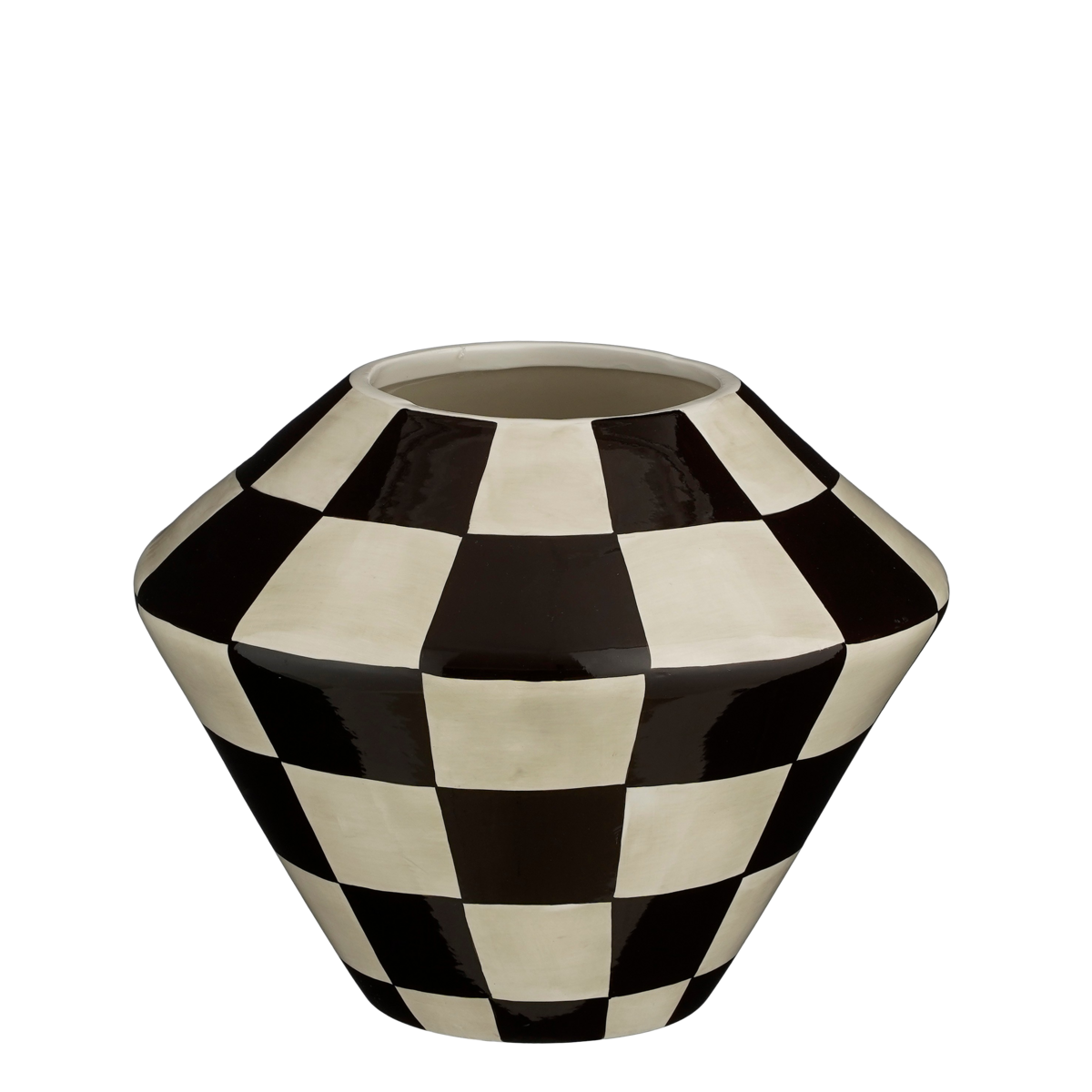 BLUMENTOPF (SCHWARZ/WEIß KARIERT) - Ø27cm