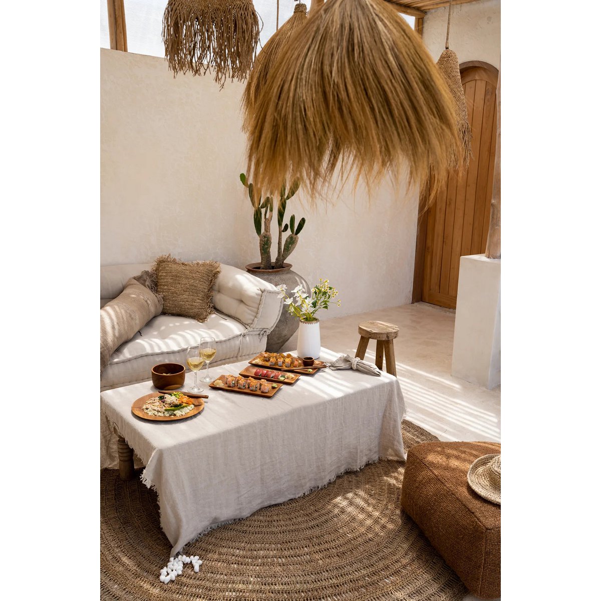 LEINENTISCHDECKE (BEIGE) - 150x150cm