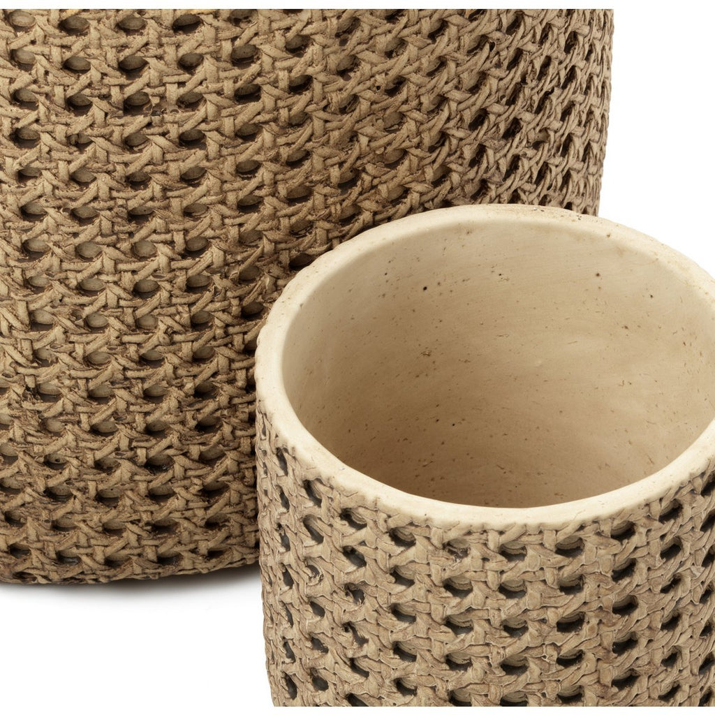 BETON ÜBERTOPF MIT RATTANROCK - 17cm