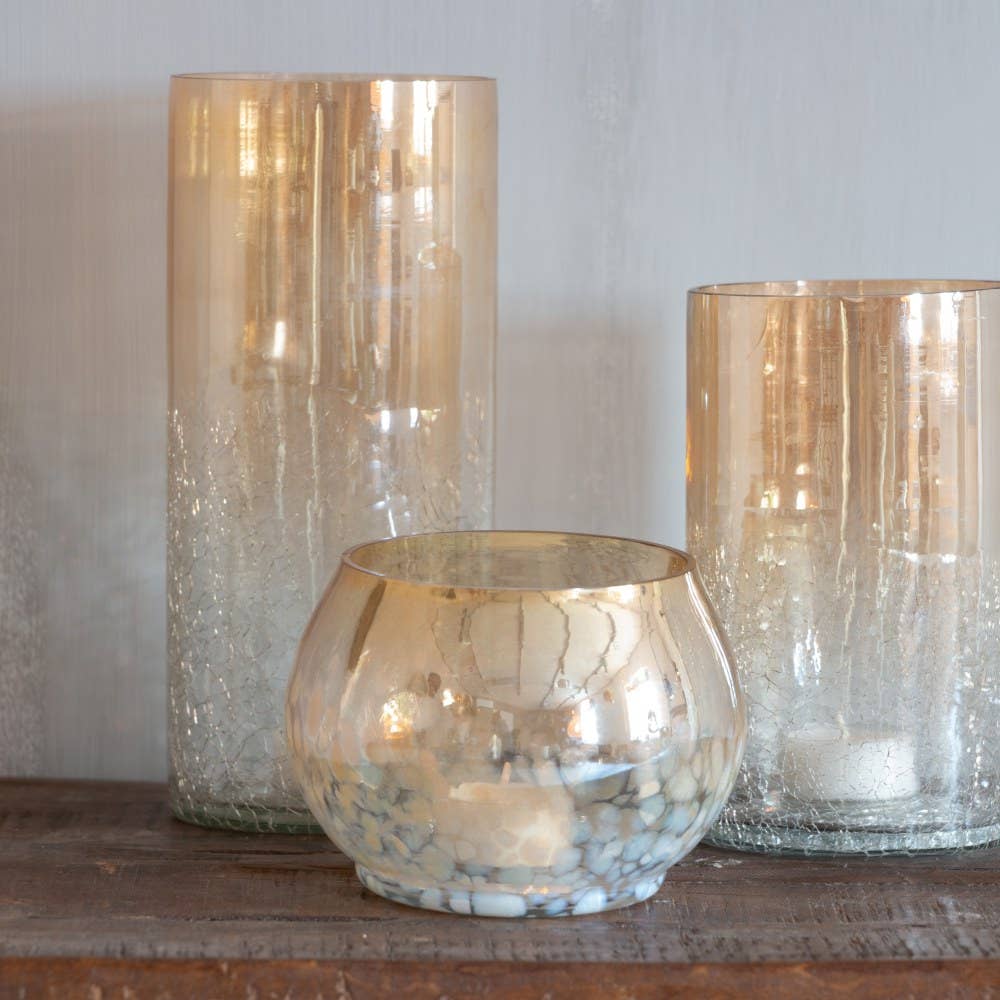 TEELICHTHALTER MIT CRACKLE EFFEKT - 25cm