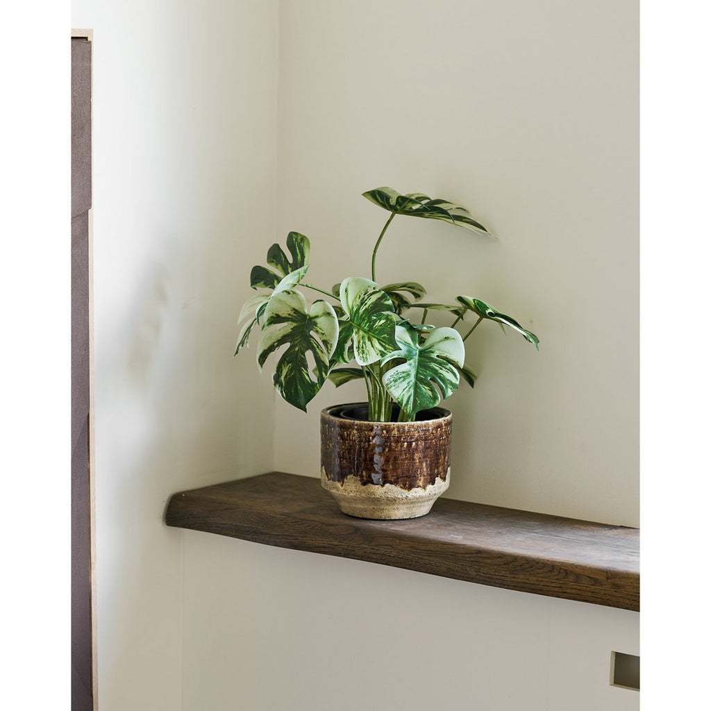 BLUMENTOPF AUS KERAMIK (BRAUN) - Ø17cm