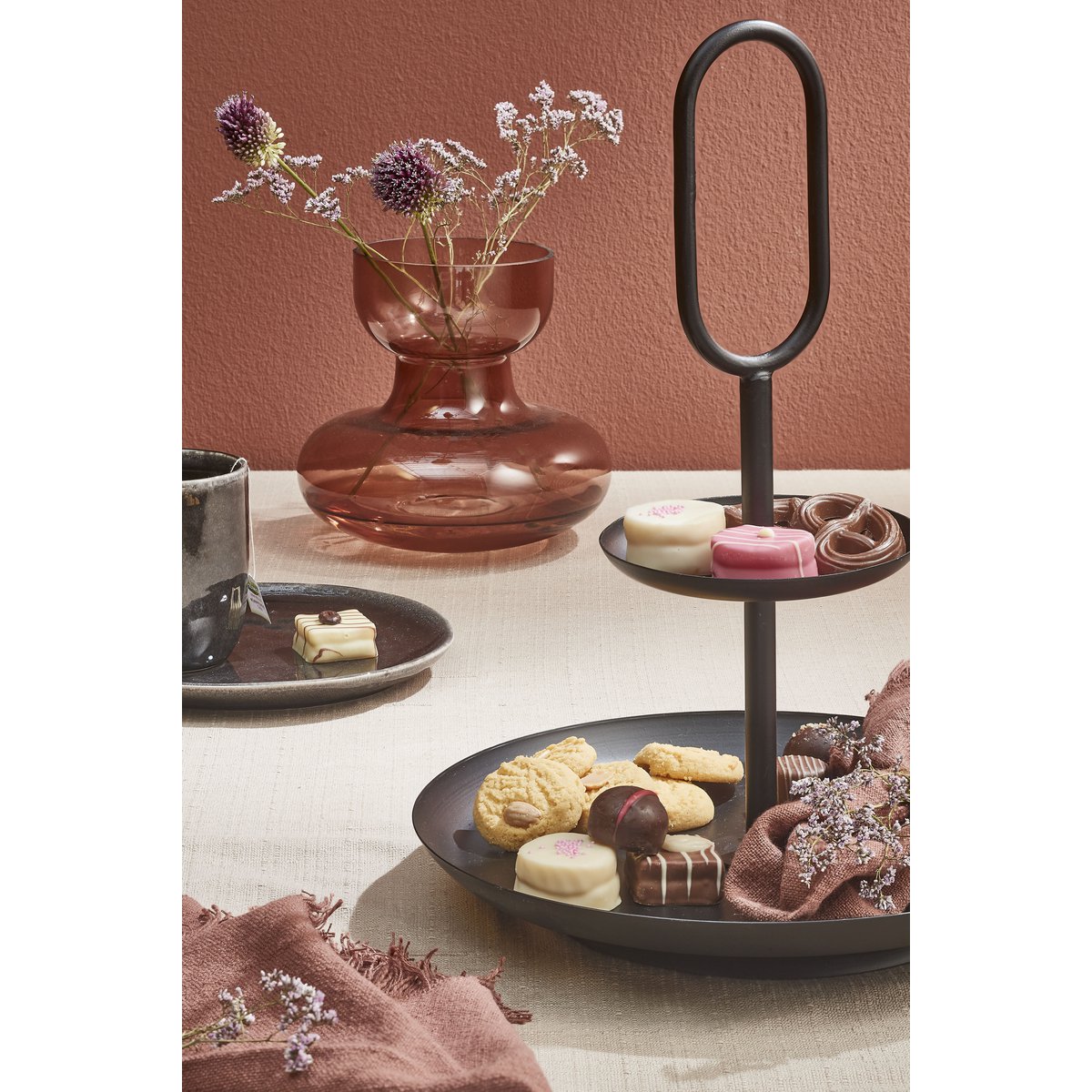 RAMA ETAGERE MIT 2 EBENEN (SCHWARZ) - 36cm