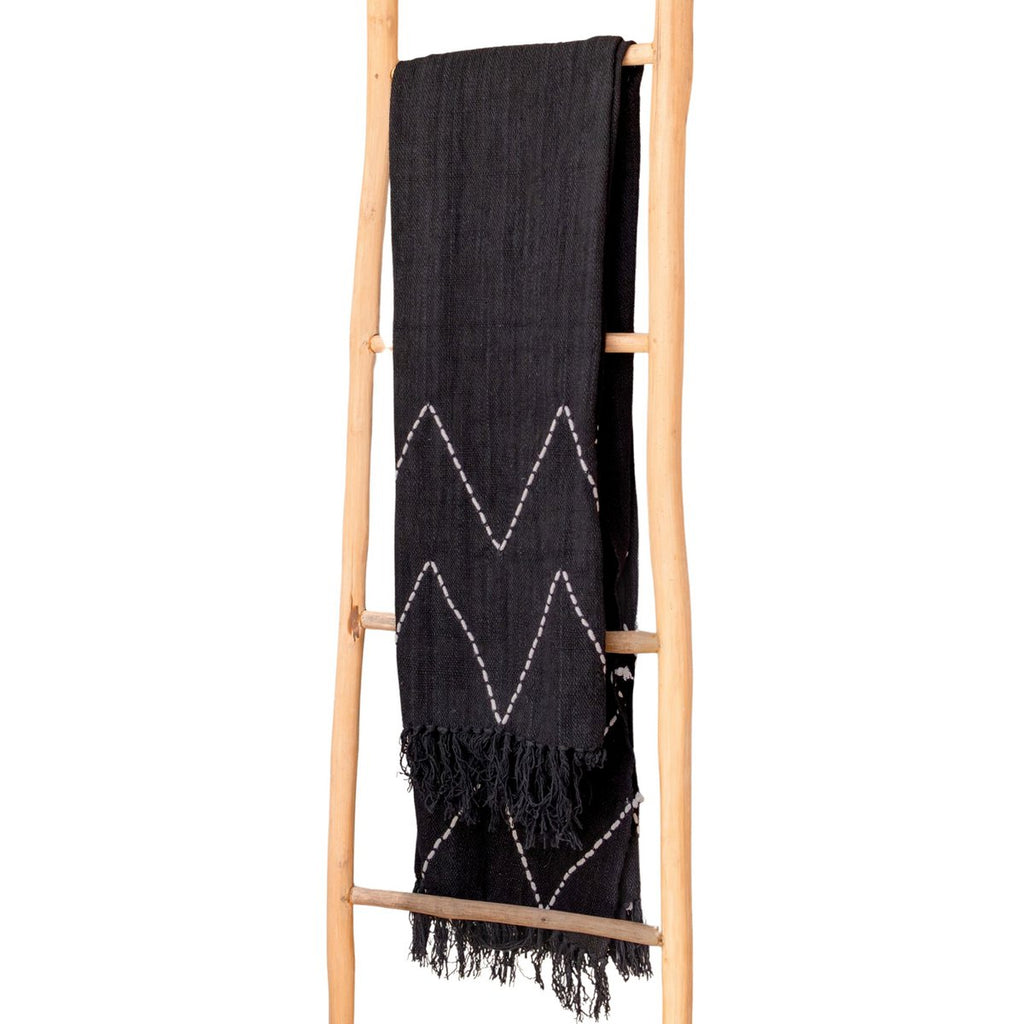 HANDGEWEBTE BOHO-DECKE SCHWARZ