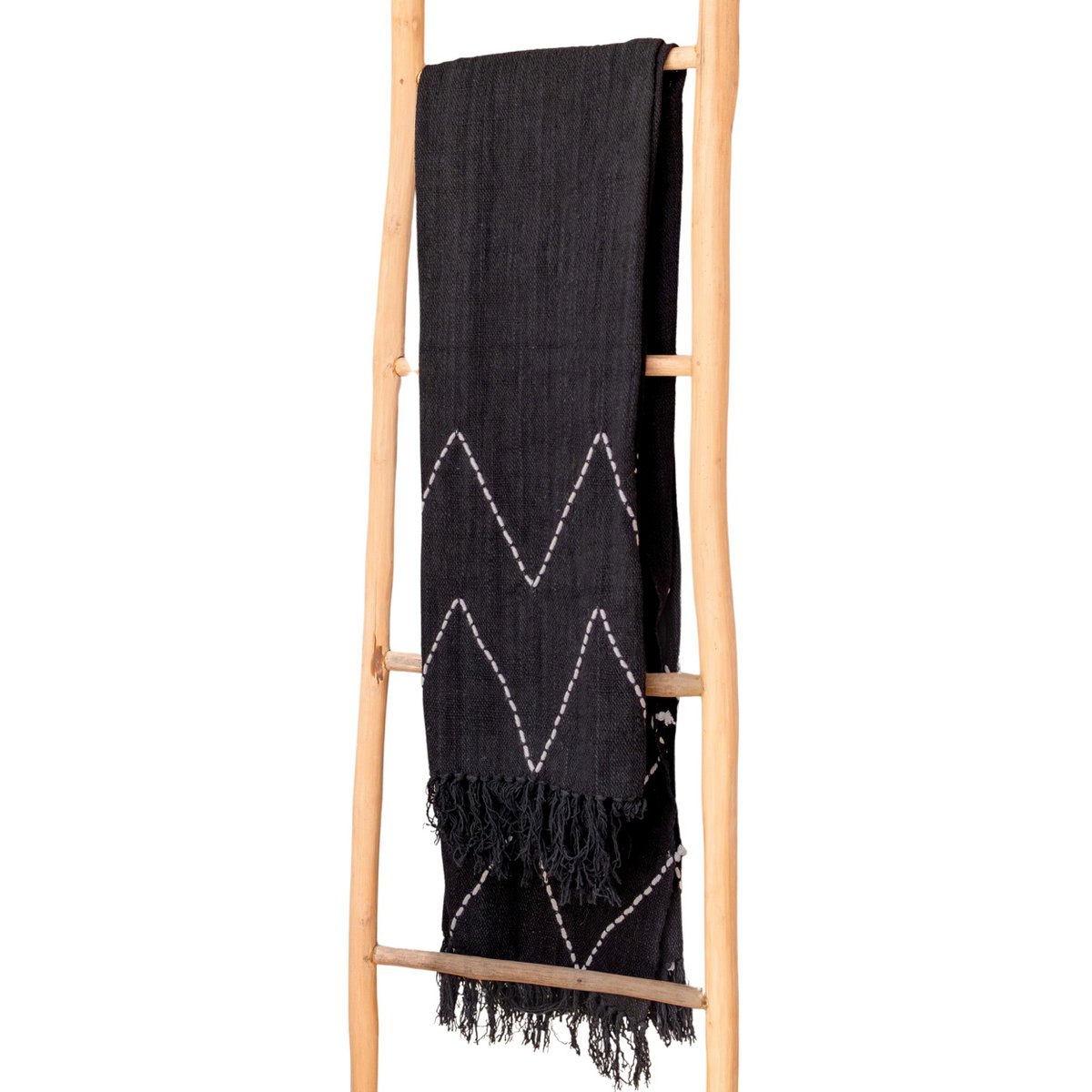 HANDGEWEBTE BOHO-DECKE SCHWARZ
