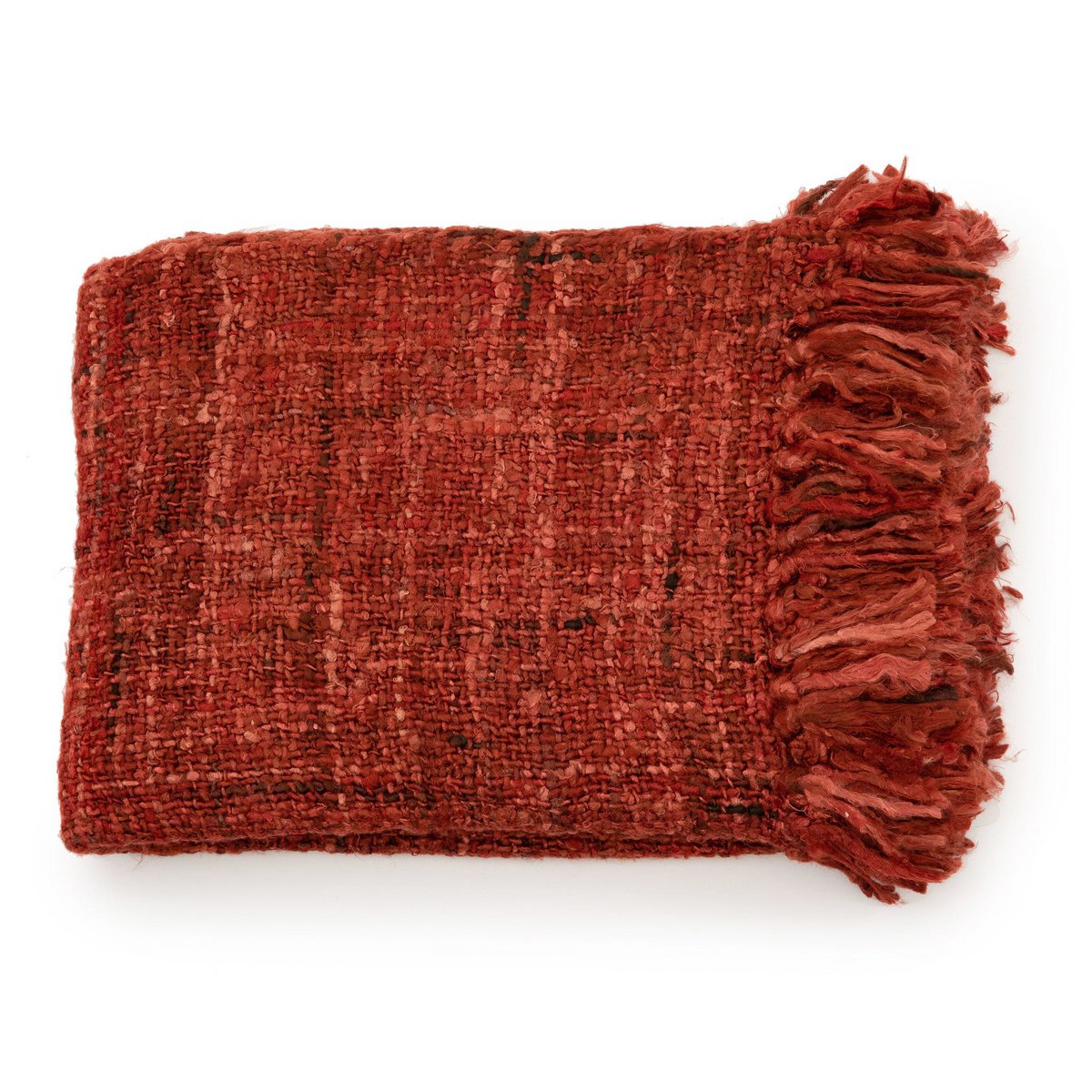 HANDGEWEBTER BAUMWOLLPLAID (KIRSCHROT)