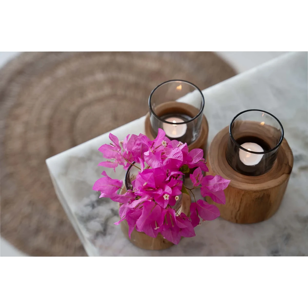 KERZENHALTER AUS TEAKHOLZ (3 Stk.)