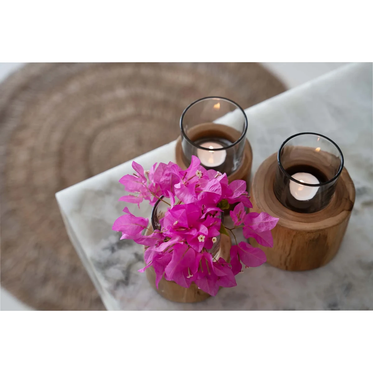 KERZENHALTER AUS TEAKHOLZ (3 Stk.)