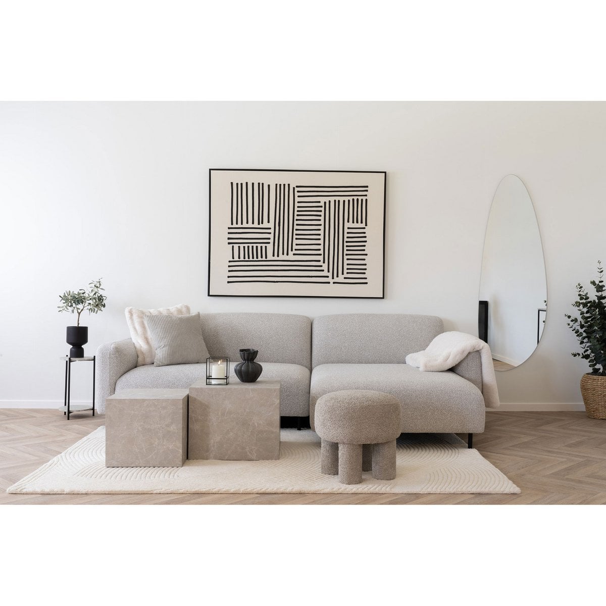 GALENA PLAID AUS KUNSTFELL (CREME) - 130x180cm