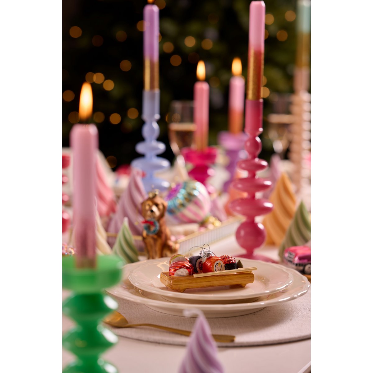 KERZENSTÄNDER BUBBLE AUS GLAS (ROT) - 28cm