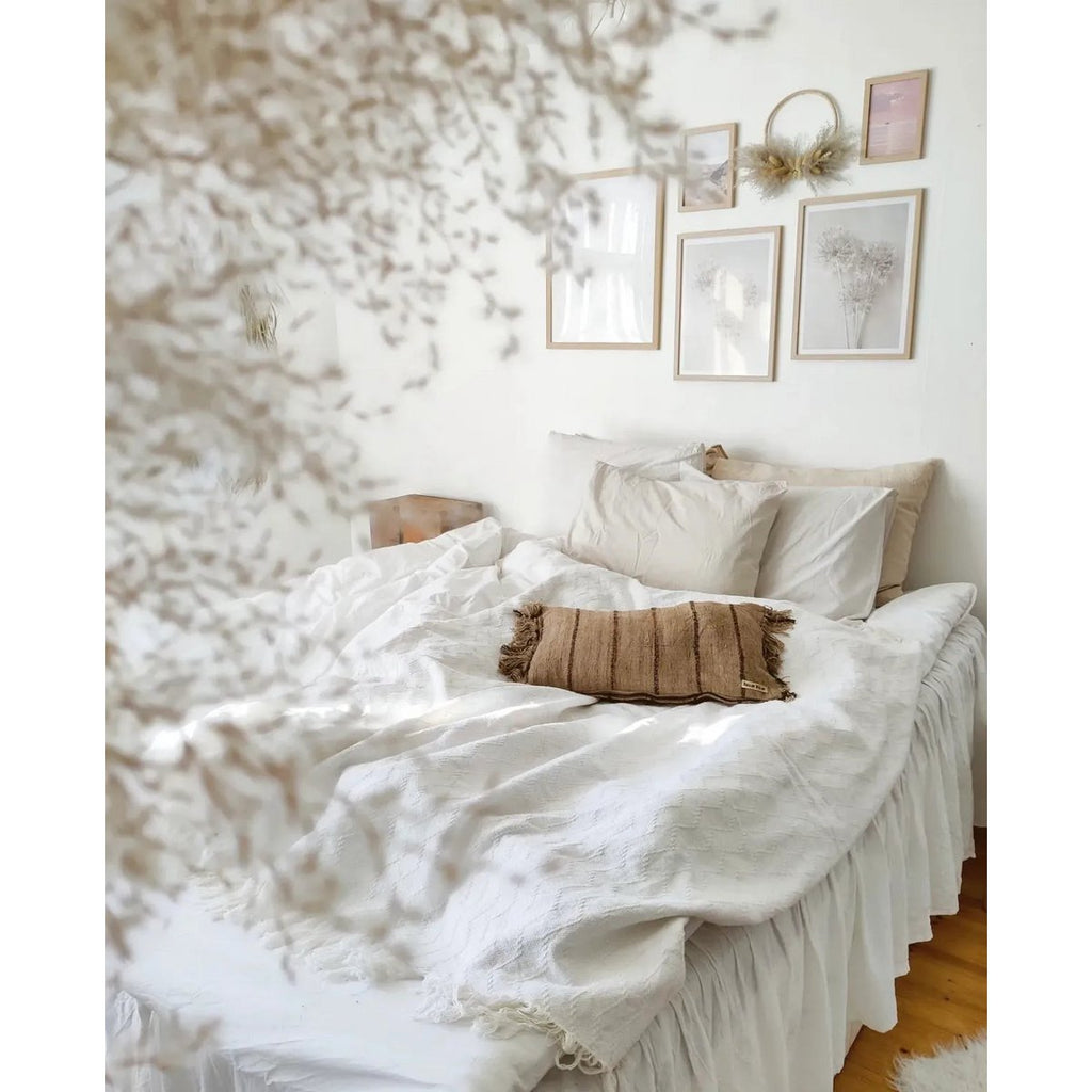 HANDGEWEBTER KISSENBEZUG (BEIGE SCHWARZ) - 30 x 50cm