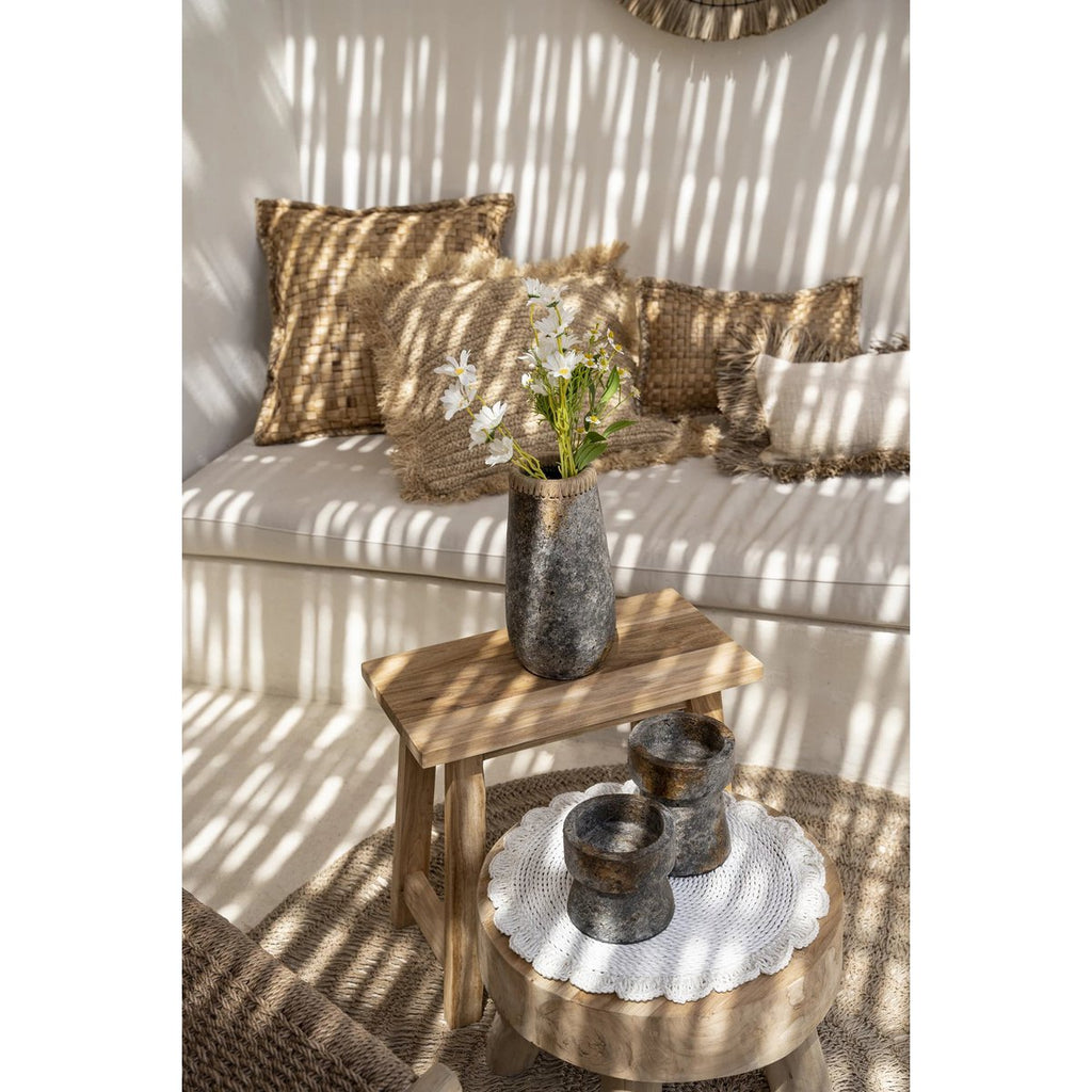 TERRAKOTTA KERZENHALTER (ANTIKGRAU) - 16cm