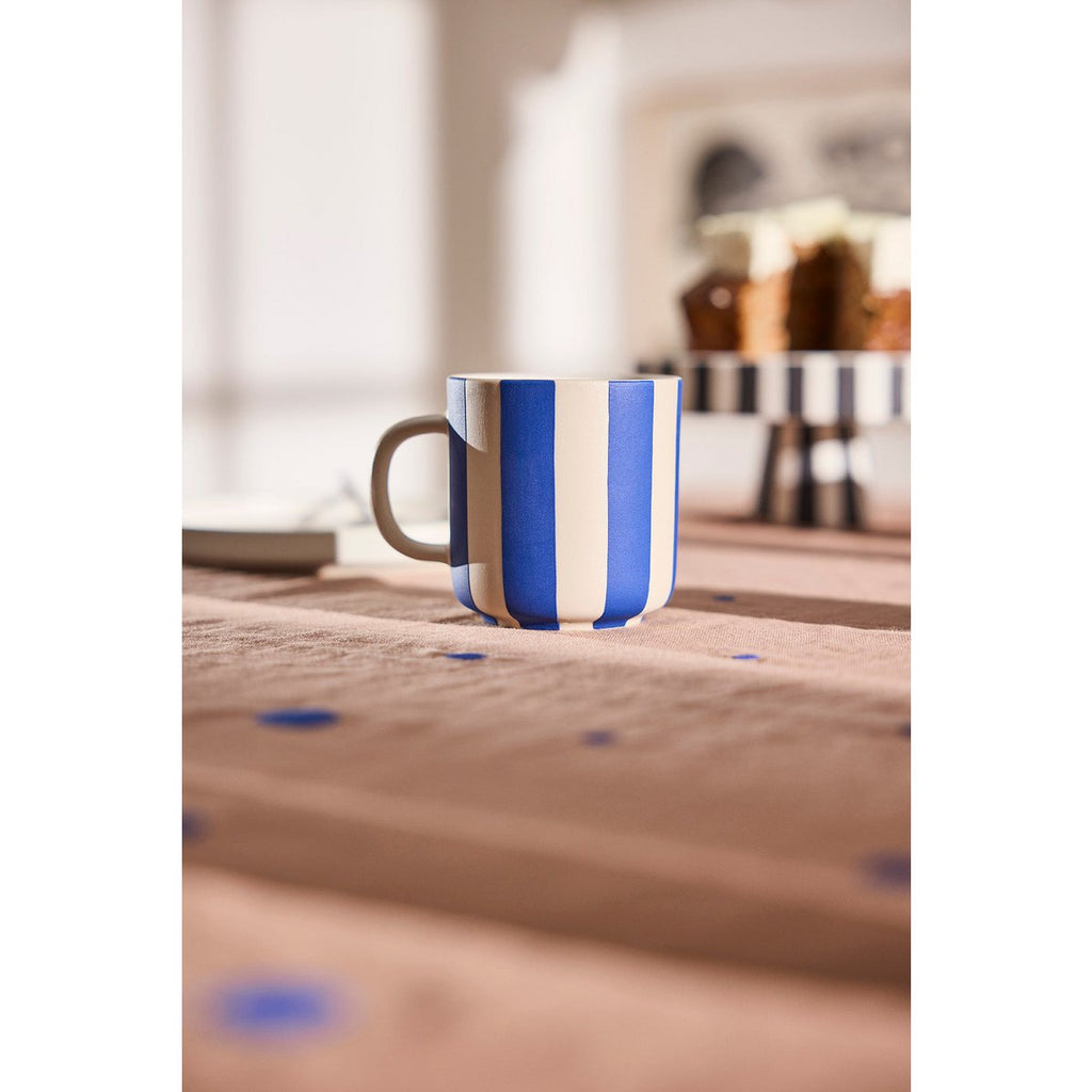 HANDBEMALTER TOPPU BECHER (BLAU/WEIẞ GESTREIFT)