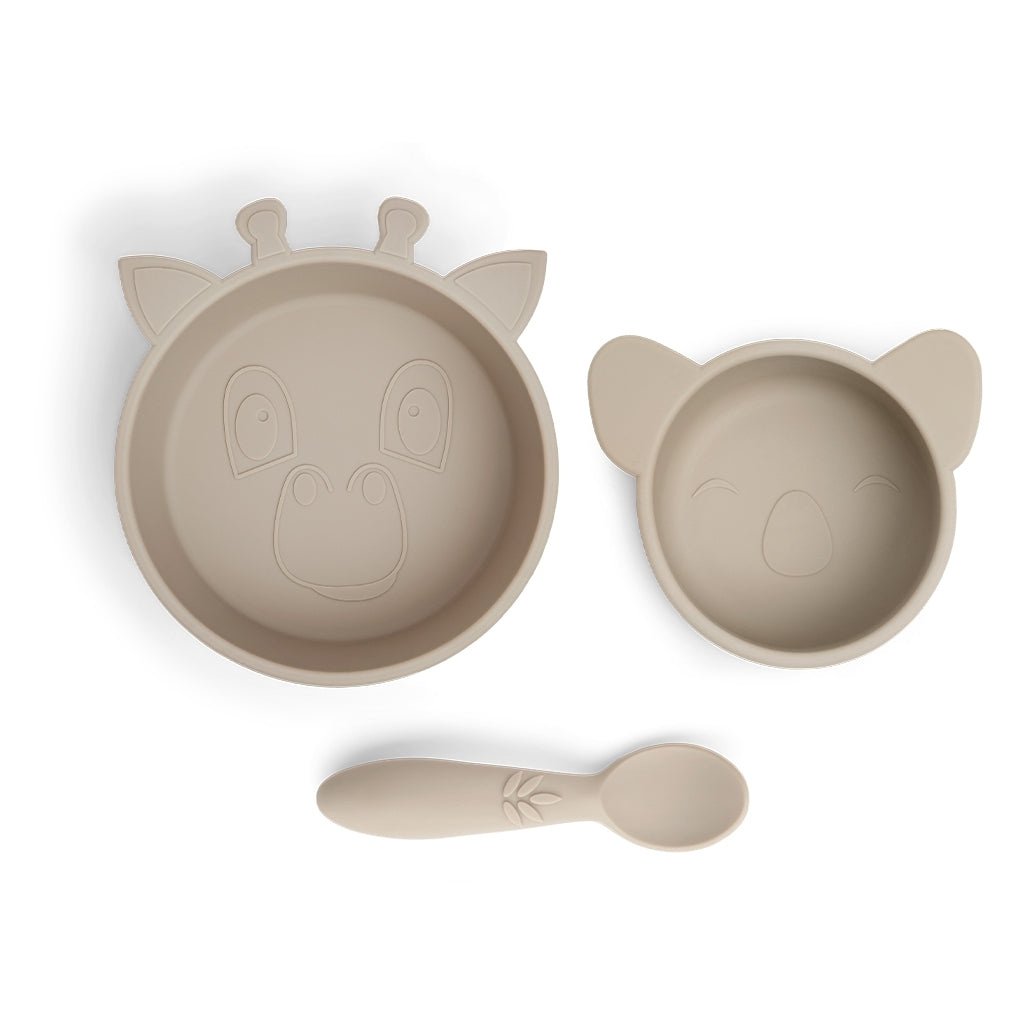 SILIKONGESCHIRRSET GIRAFFE/KOALA (BEIGE) - 3 Stk.