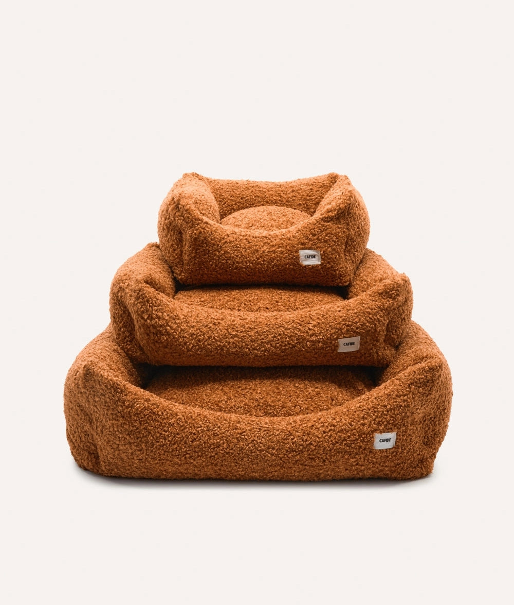 SNOZY HUNDEBETT MIT TEDDYFELL (ORANGE)