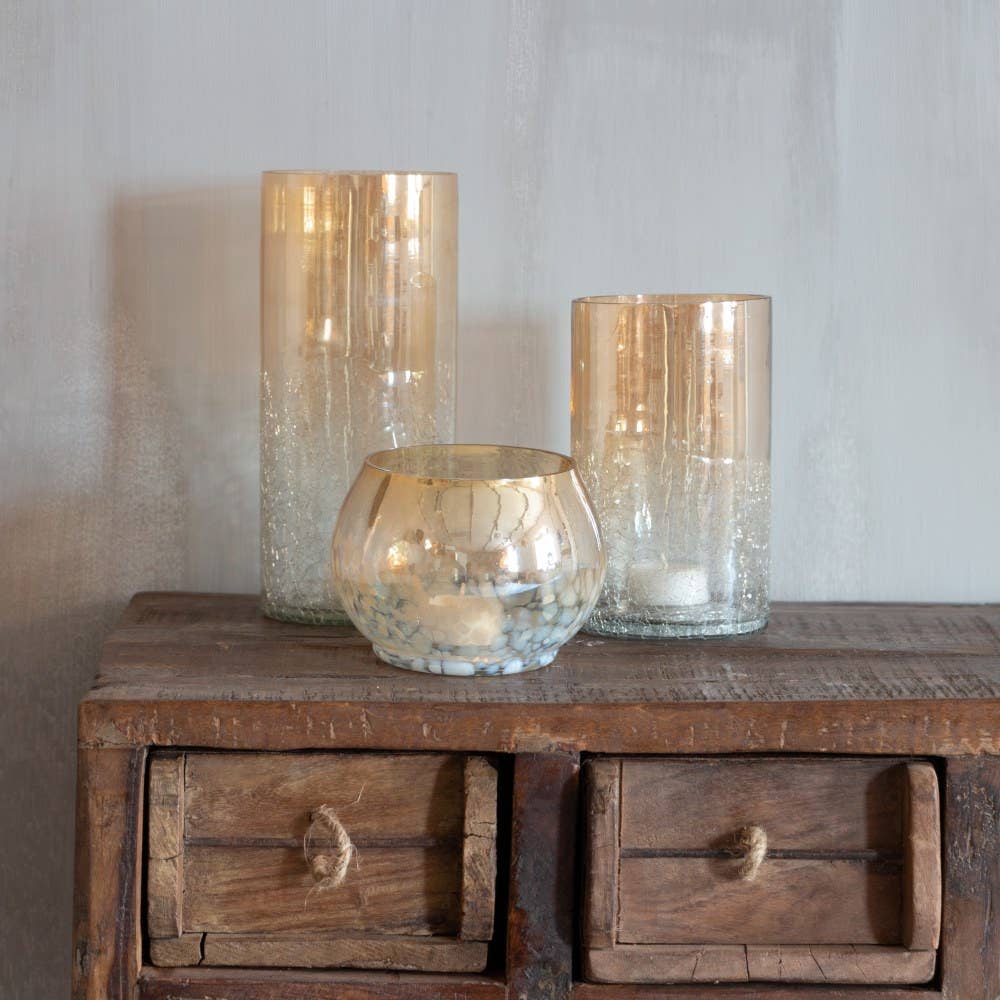 TEELICHTHALTER MIT CRACKLE EFFEKT
