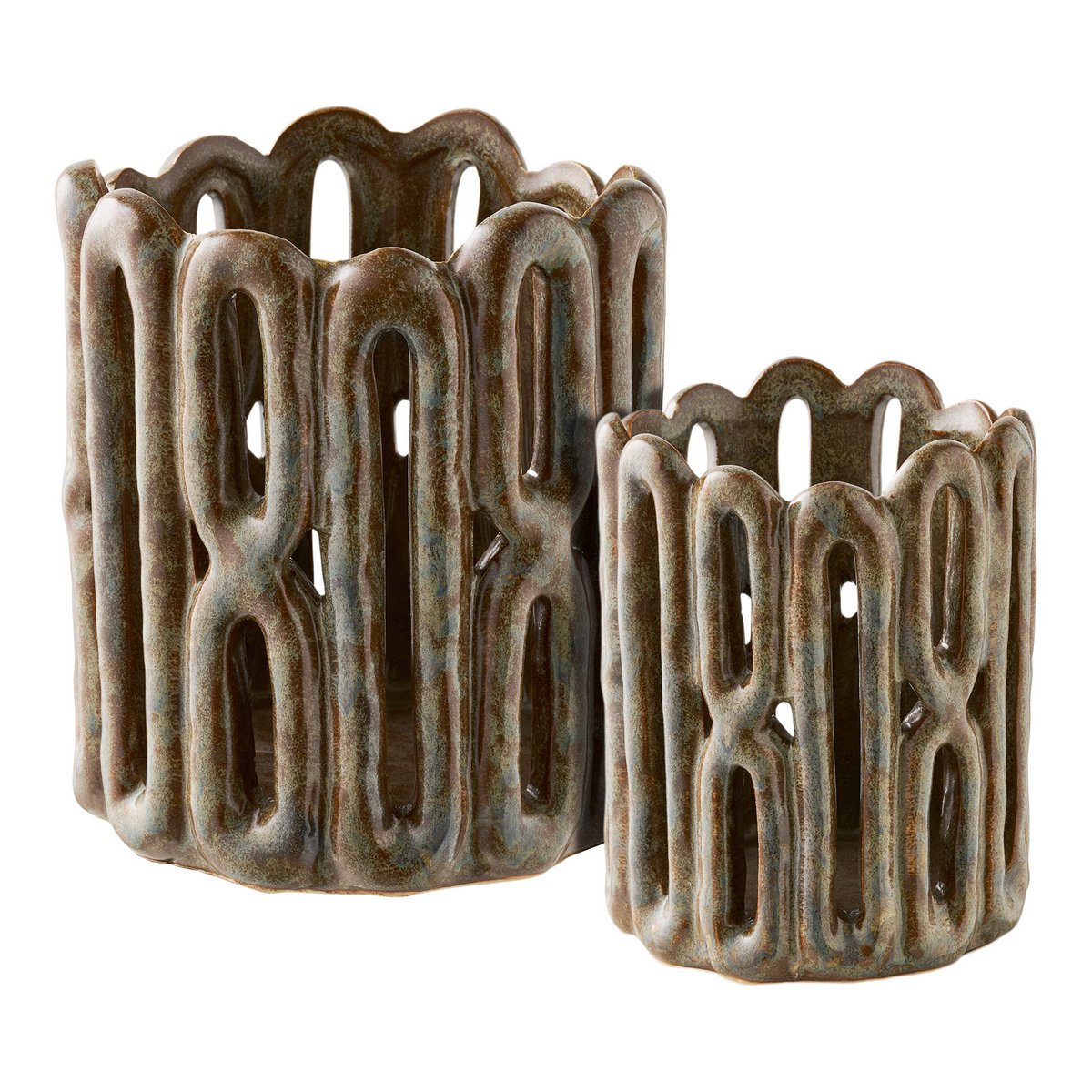Kerzenhalter aus Keramik (Braun), 2 Stk.
