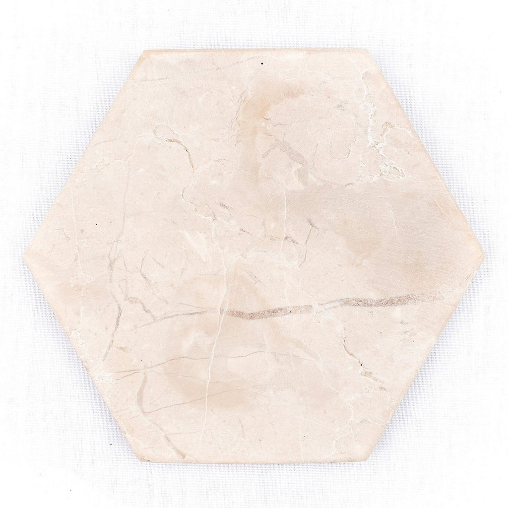 MARMOR UNTERSETZER HEXAGON (WEIß)