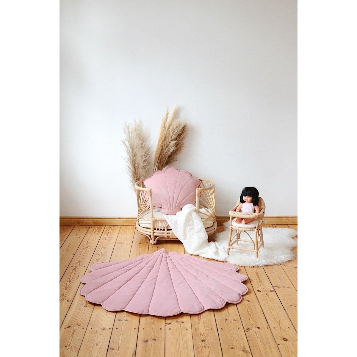 SAMT-MUSCHELKISSEN (ROSA) - 60cm