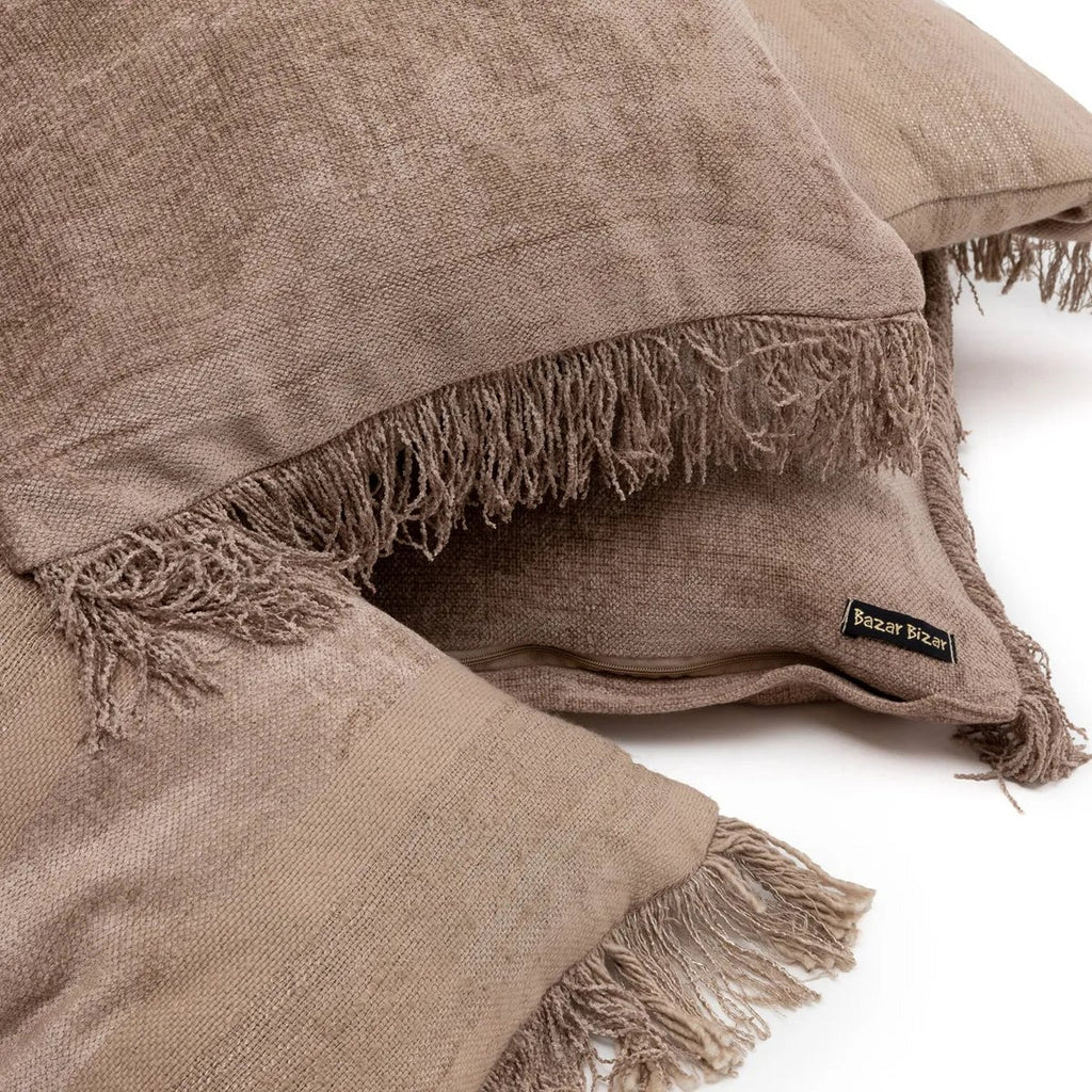 HANDGEWEBTER KISSENBEZUG (BETONSAMT) - 60x60cm