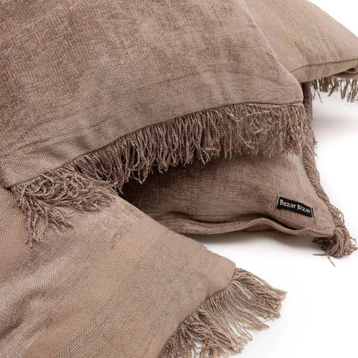 HANDGEWEBTER KISSENBEZUG (BETONSAMT) - 60x60cm