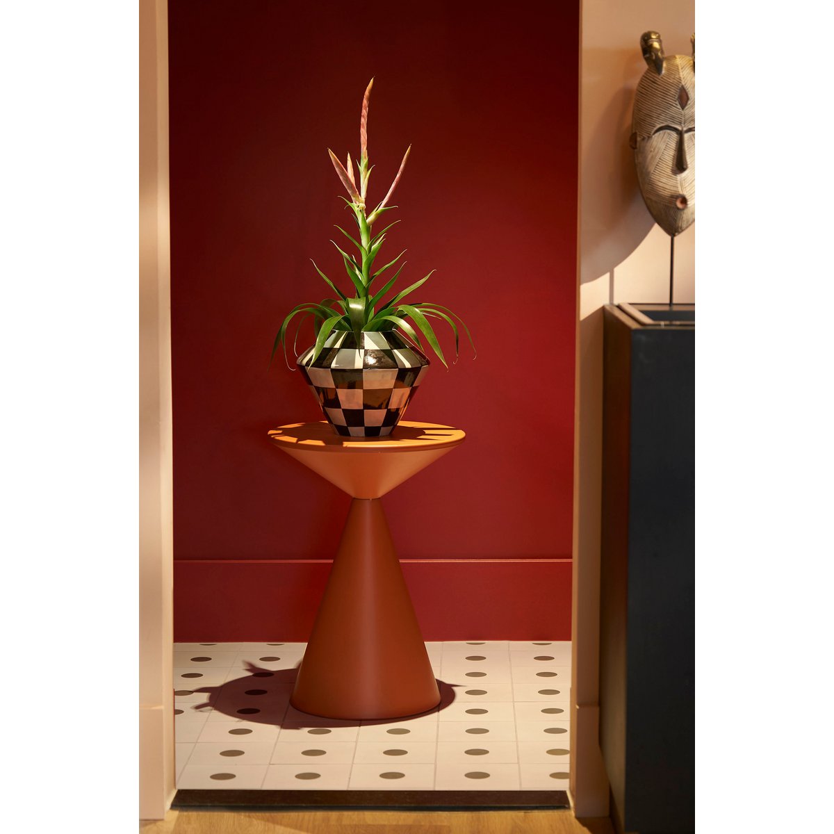 BLUMENTOPF (SCHWARZ/WEIß KARIERT) - Ø27cm