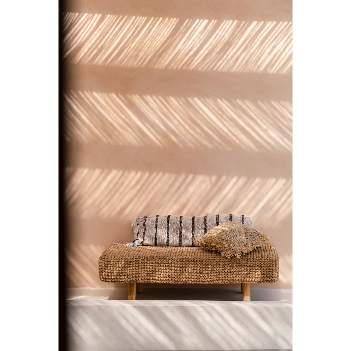 HANDGEWEBTER KISSENBEZUG (BEIGE SCHWARZ) - 35 x 100cm