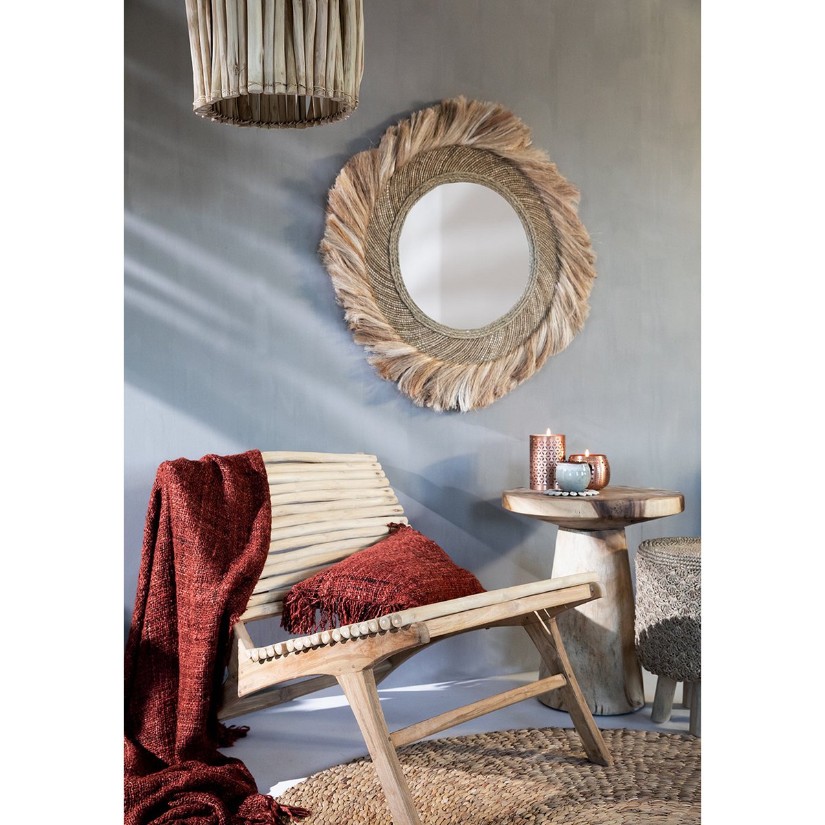 HANDGEWEBTER BAUMWOLLPLAID (KIRSCHROT)