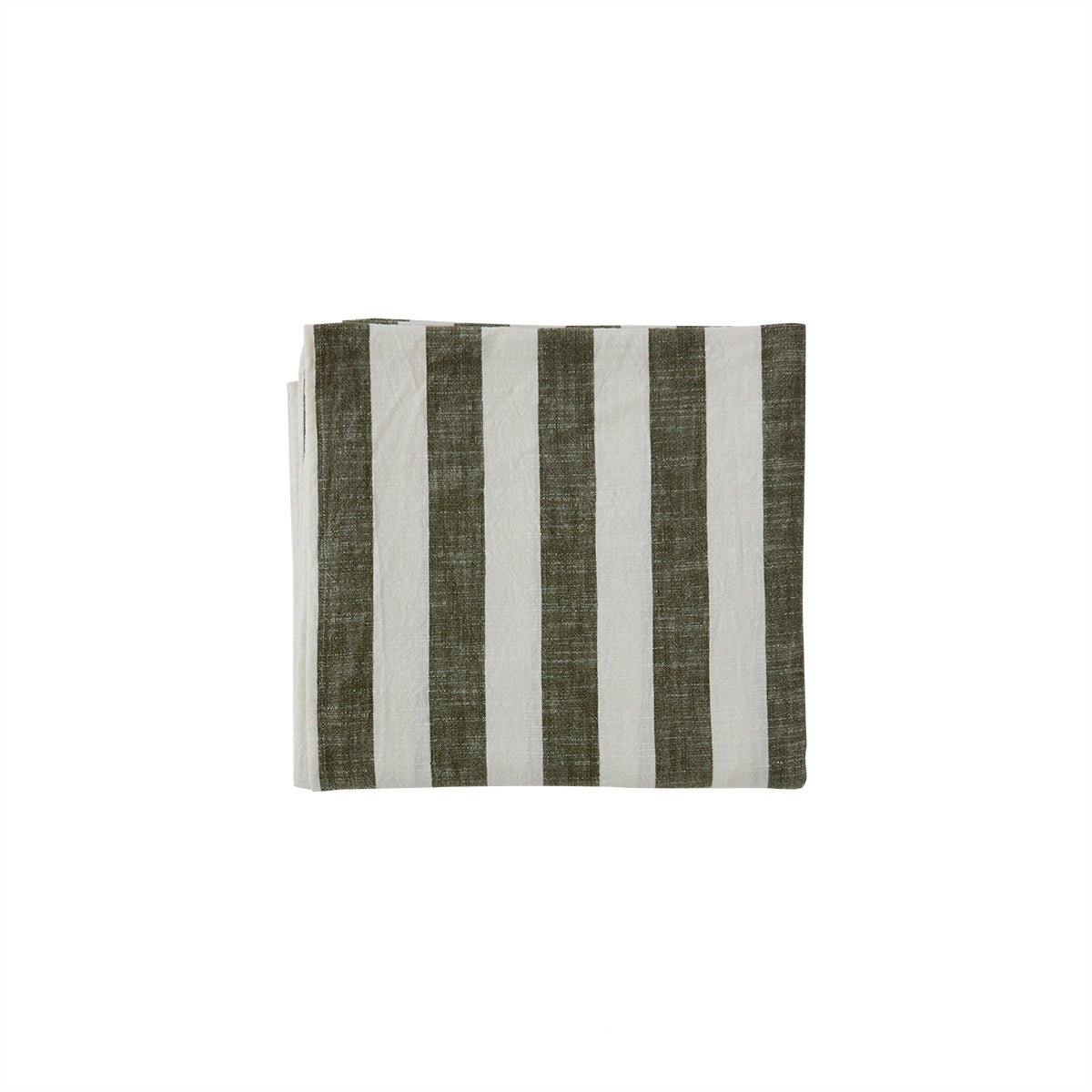 GESTREIFTE TISCHDECKE (WEIß/OLIVE) AUS BAUMWOLLE - 260x140cm