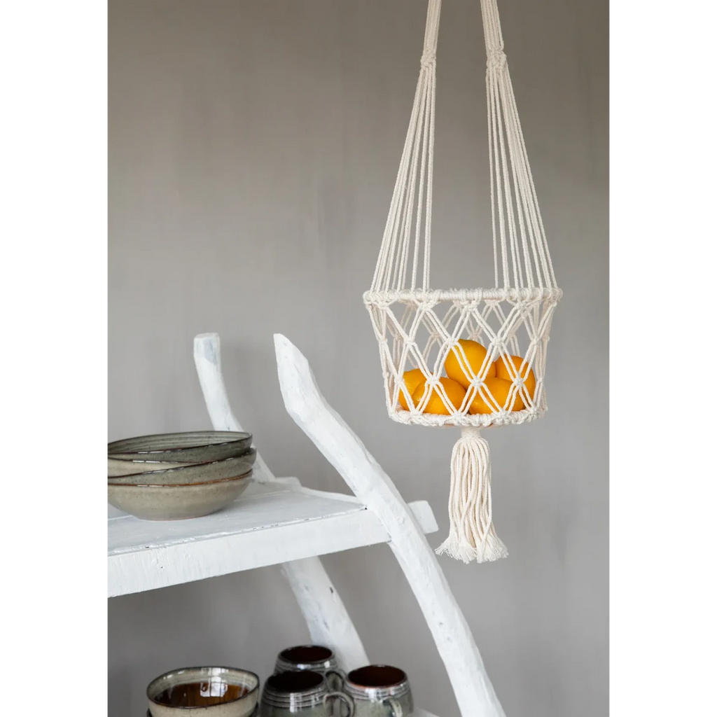 MAKRAMEE PFLANZENHALTER (WEIẞ)