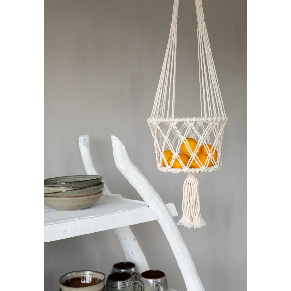 MAKRAMEE PFLANZENHALTER (WEIẞ)