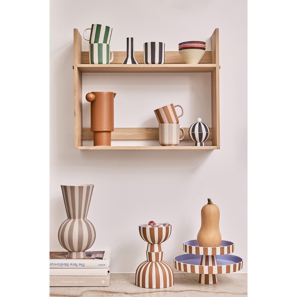 HANDBEMALTER TOPPU BECHER (ROSA/BRAUN GESTREIFT)