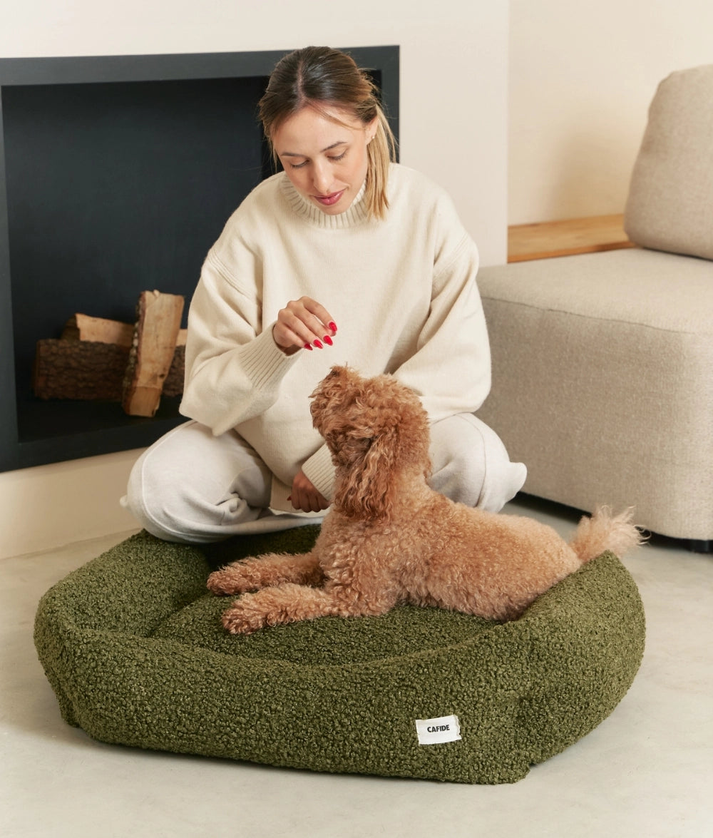 SNOZY HUNDEBETT MIT TEDDYFELL (GRÜN)