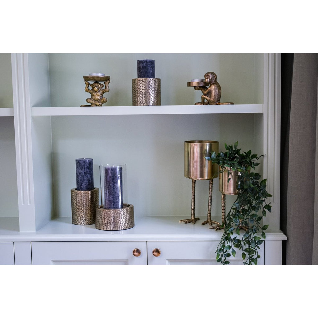 KERZENHALTER MIT KROKO-OPTIK - Ø 14cm