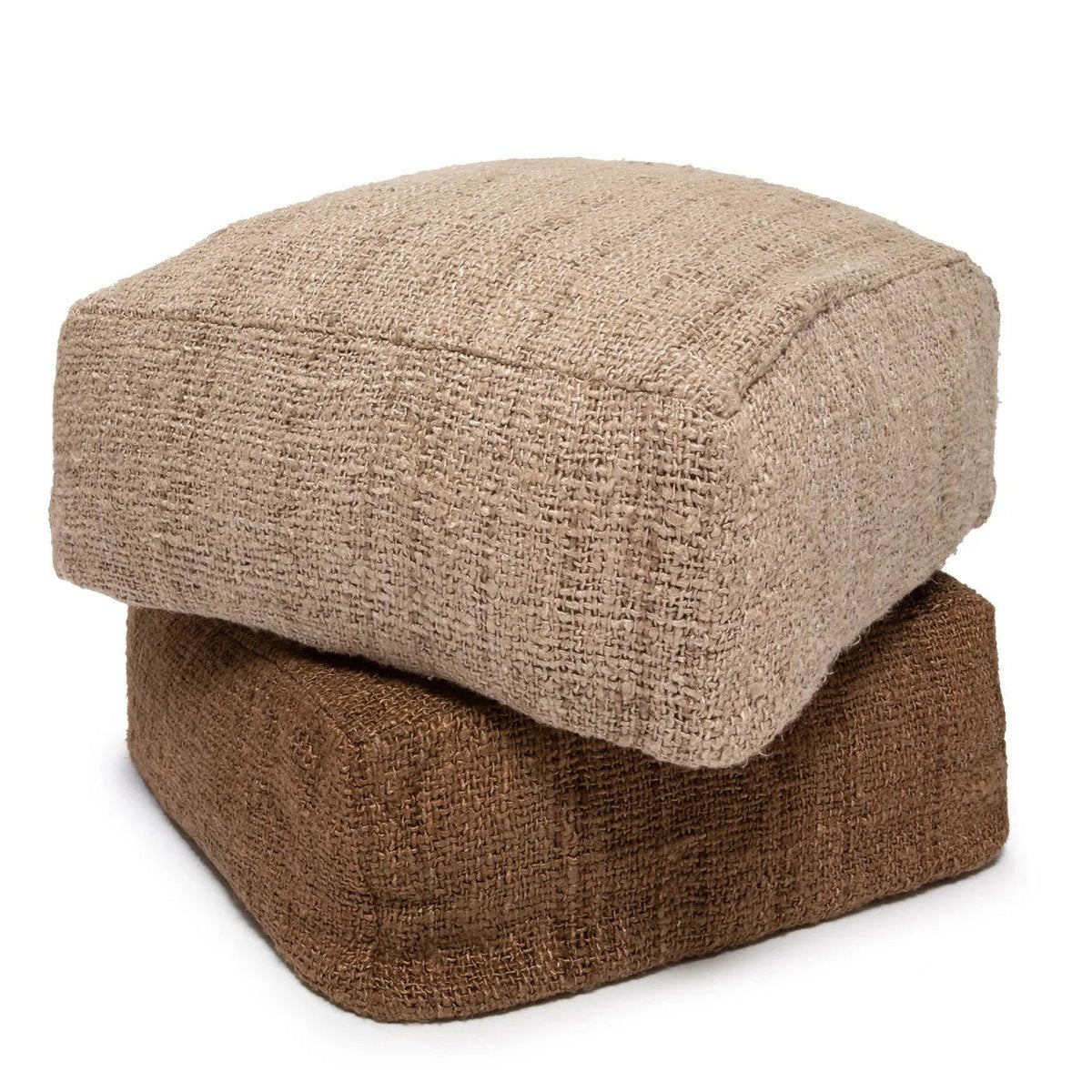 HANDGEWEBTER POUFFE (BEIGE)