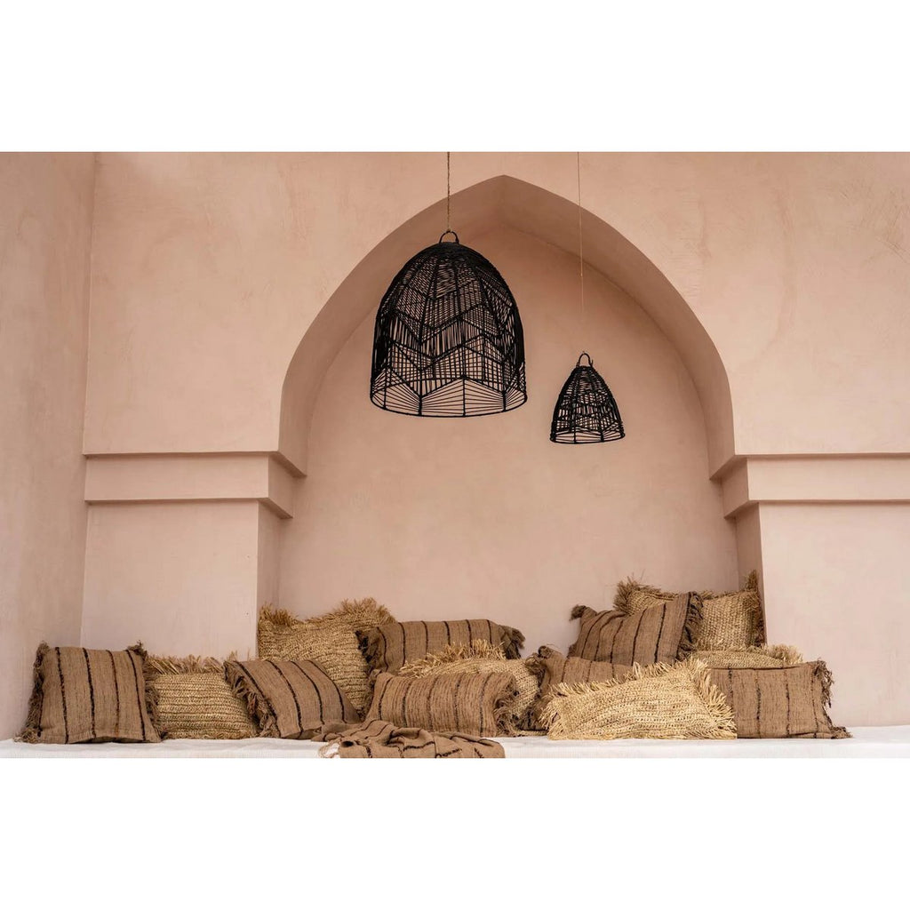 HANDGEWEBTER KISSENBEZUG (BEIGE SCHWARZ) - 60x60cm